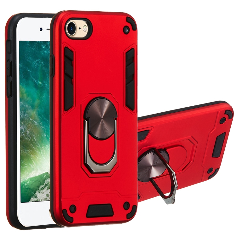 

For iPhone SE 2020 / 8 / 7 2 in 1 Armour Series PC + TPU Protective Case with Ring Holder(Red)