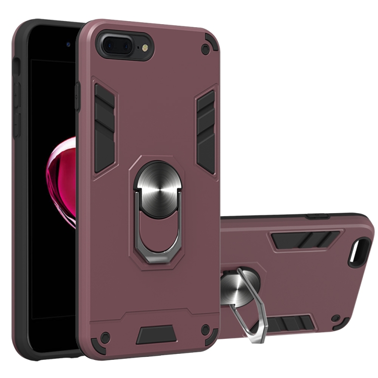 

For iPhone 8 Plus / 7 Plus 2 in 1 Armour Series PC + TPU Protective Case with Ring Holder(Wnie Red)