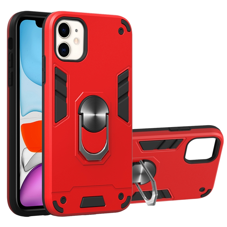 

For iPhone 11 2 in 1 Armour Series PC + TPU Protective Case with Ring Holder(Red)