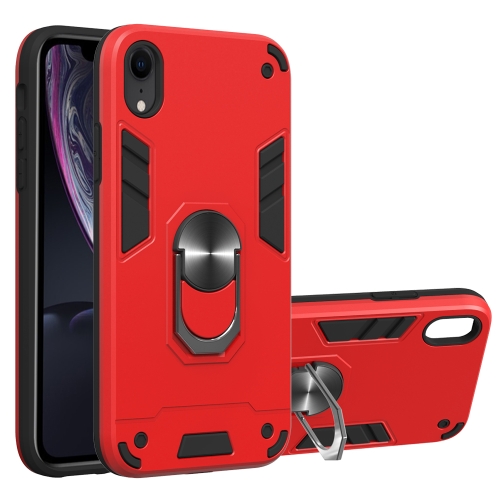 

For iPhone XR 2 in 1 Armour Series PC + TPU Protective Case with Ring Holder(Red)