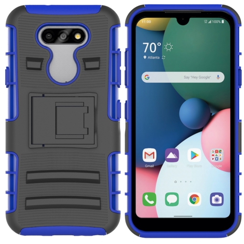 

For LG K31 Sliding Bushing Mobile Phone Protective Case with Stand(Blue)