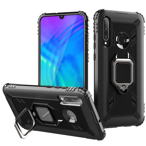 

For Huawei P30 Lite Carbon Fiber Protective Case with 360 Degree Rotating Ring Holder(Black)