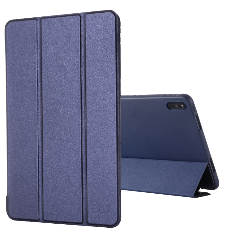 

For Huawei Matepad 10.4 GEBEI Shockproof Horizontal Flip Leather Case with Three-folding Holder(Blue)