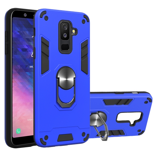 

For Samsung Galaxy A6+ (2018) 2 in 1 Armour Series PC + TPU Protective Case with Ring Holder(Dark Blue)