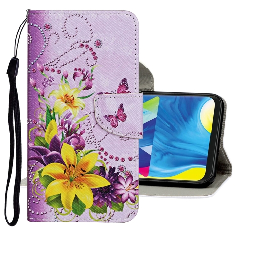 

For Samsung Galaxy A21 Colored Drawing Pattern Horizontal Flip Leather Case with Holder & Card Slots & Wallet(Lily)