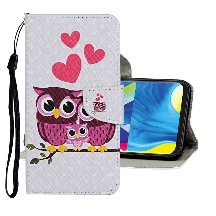 

For Samsung Galaxy A21s Colored Drawing Pattern Horizontal Flip Leather Case with Holder & Card Slots & Wallet(Owl)