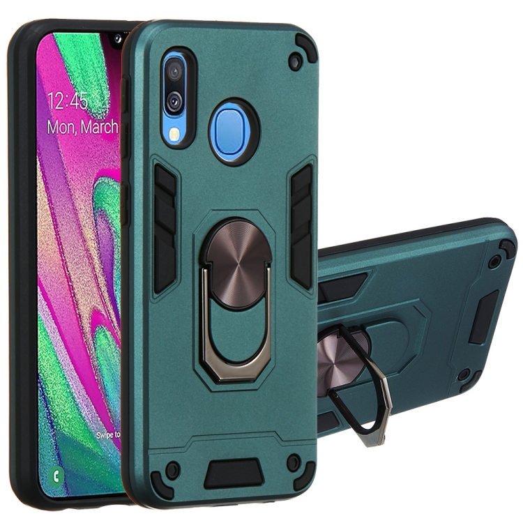 

For Samsung Galaxy A40 2 in 1 Armour Series PC + TPU Protective Case with Ring Holder(Green)