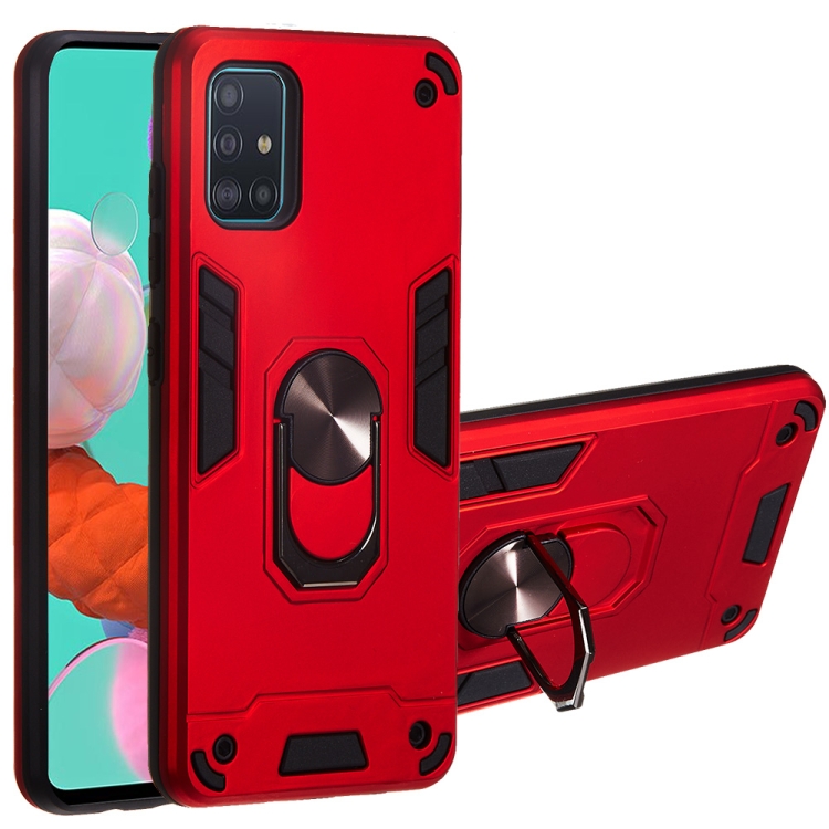 

For Samsung Galaxy A51 2 in 1 Armour Series PC + TPU Protective Case with Ring Holder(Red)