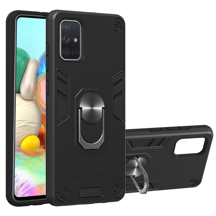

For Samsung Galaxy A71 2 in 1 Armour Series PC + TPU Protective Case with Ring Holder(Black)