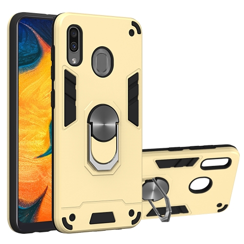 

For Samsung Galaxy A20 / A30 / M20s 2 in 1 Armour Series PC + TPU Protective Case with Ring Holder(Gold)