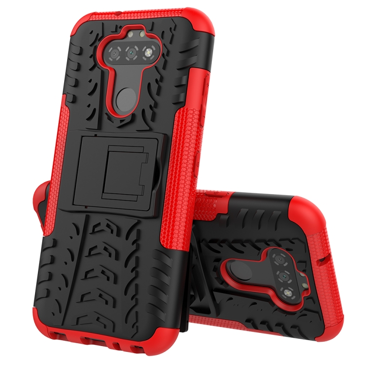 

For LG K31 Tire Texture Shockproof TPU+PC Protective Case with Holder(Red)