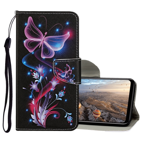 

For Huawei Y5 (2019) Colored Drawing Pattern Horizontal Flip Leather Case with Holder & Card Slots & Wallet(Fluorescent Butterfly)