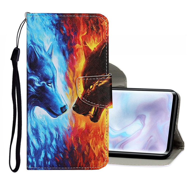 

For Xiaomi Mi Note 10 Pro Colored Drawing Pattern Horizontal Flip Leather Case with Holder & Card Slots & Wallet(Flame Wolf)