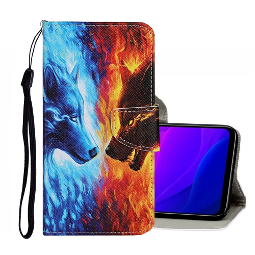 

For Xiaomi Mi 10 Lite 5G Colored Drawing Pattern Horizontal Flip Leather Case with Holder & Card Slots & Wallet(Flame Wolf)