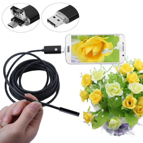 

AN99 2 in 1 IP67 Waterproof Micro USB + USB HD Endoscope Snake Tube Inspection Camera for Parts of OTG Function Android Mobile Phone, with 6 LEDs, Lens Diameter:5.5mm(Length: 2m)