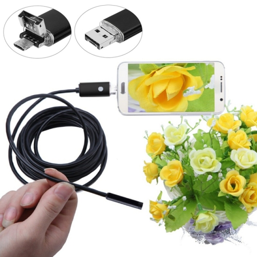 

AN99 2 in 1 IP67 Waterproof Micro USB + USB HD Endoscope Snake Tube Inspection Camera for Parts of OTG Function Android Mobile Phone, with 6 LEDs, Lens Diameter:7mm(Length: 10m)