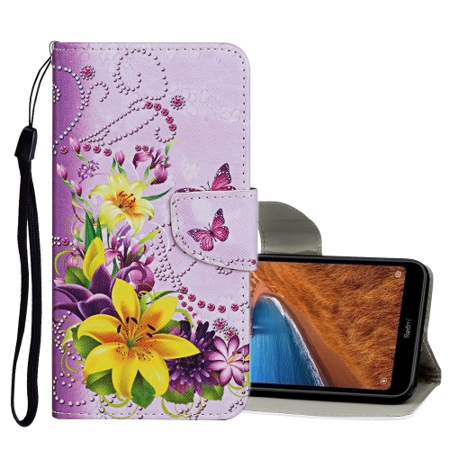 

For Xiaomi Redmi Note 8T Colored Drawing Pattern Horizontal Flip Leather Case with Holder & Card Slots & Wallet(Yellow Flower Butterfly)