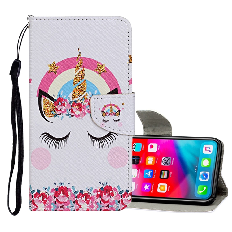 

For iPhone XS Max Colored Drawing Pattern Horizontal Flip Leather Case with Holder & Card Slots & Wallet(Crown Unicorn)