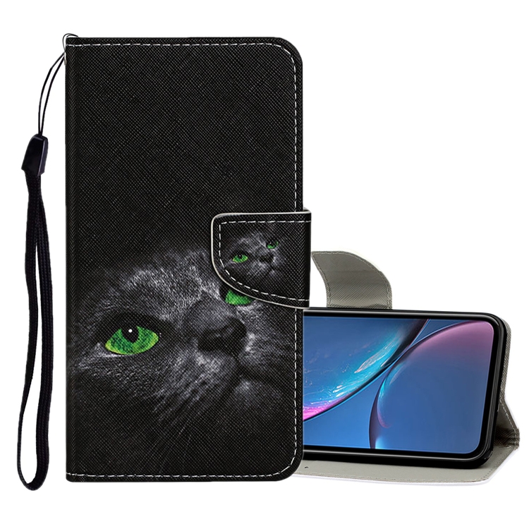 

For iPhone XR Colored Drawing Pattern Horizontal Flip Leather Case with Holder & Card Slots & Wallet(Black Cat)