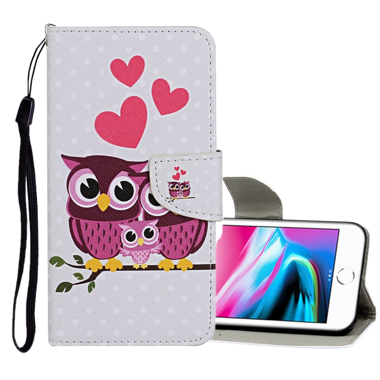 

For iPhone 8 / 7 Colored Drawing Pattern Horizontal Flip Leather Case with Holder & Card Slots & Wallet(Owl Family)