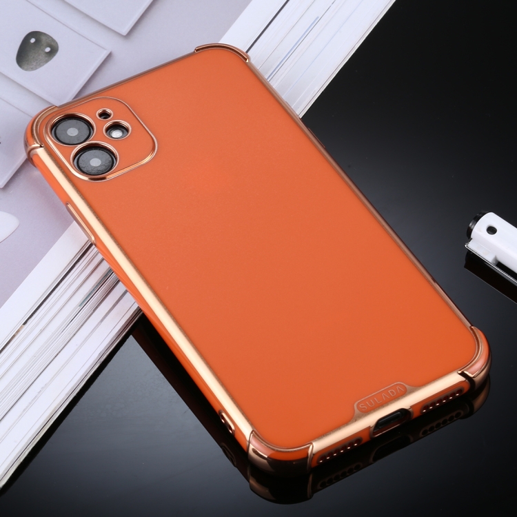 

For iPhone 11 SULADA Colorful Shield Series TPU + Plating Edge Protective Case(Orange)