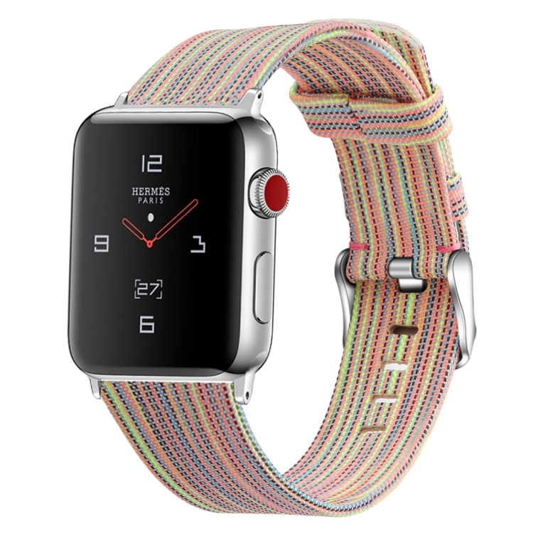 

For Apple Watch Series 5 & 4 40mm / 3 & 2 & 1 38mm D Style Canvas Wrist Strap(Colour)
