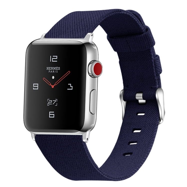 

For Apple Watch Series 5 & 4 40mm / 3 & 2 & 1 38mm D Style Canvas Wrist Strap(Blue)