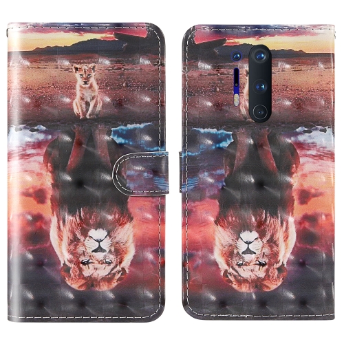 

For OnePlus 8 Pro 3D Painting Colored Drawing Pattern Horizontal Flip TPU + PU Leather Case with Holder & Card Slots & Wallet & Lanyard(Dream Lion)