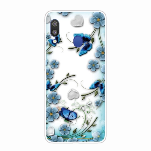 

For Samsung Galaxy A30 Shockproof Painted Transparent TPU Protective Case(Chrysanthemum Butterfly)