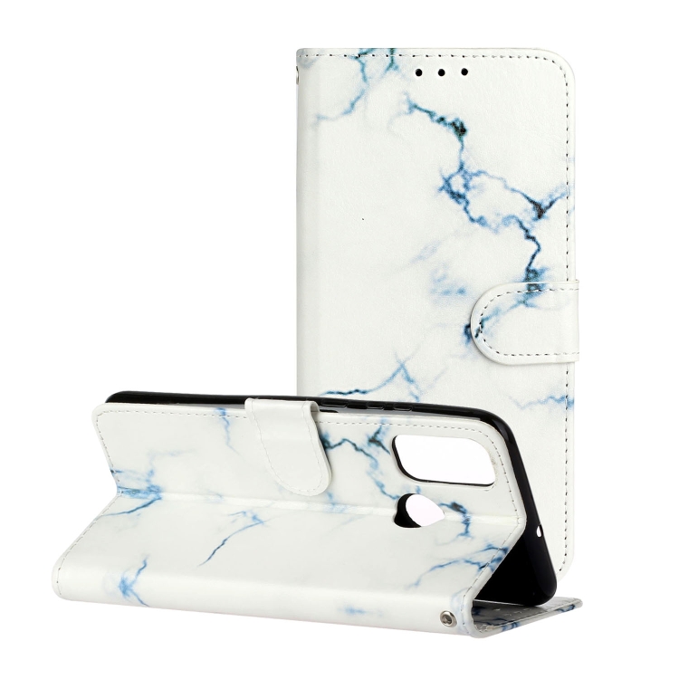 

For Huawei P smart 2020 Colored Drawing Marble Pattern Horizontal Flip PU Leather Case with Holder & Card Slots & Wallet(White Marble)