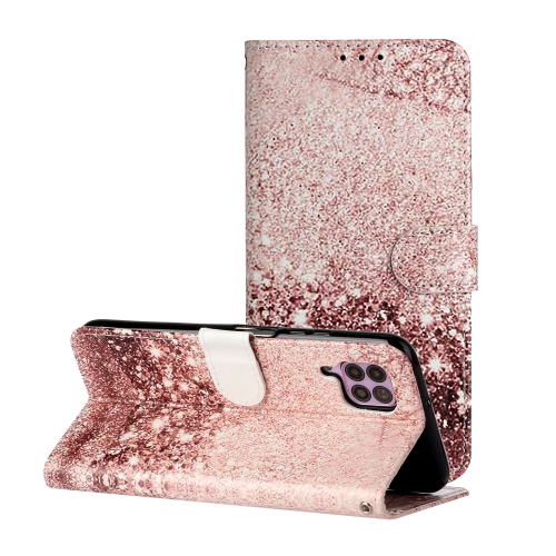 

For Huawei P40 Lite Colored Drawing Marble Pattern Horizontal Flip PU Leather Case with Holder & Card Slots & Wallet(Rose Gold)