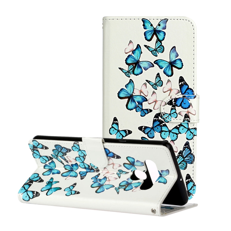 

For LG Stylo 6 Colored Drawing Marble Pattern Horizontal Flip PU Leather Case with Holder & Card Slots & Wallet(Blue Butterfly)