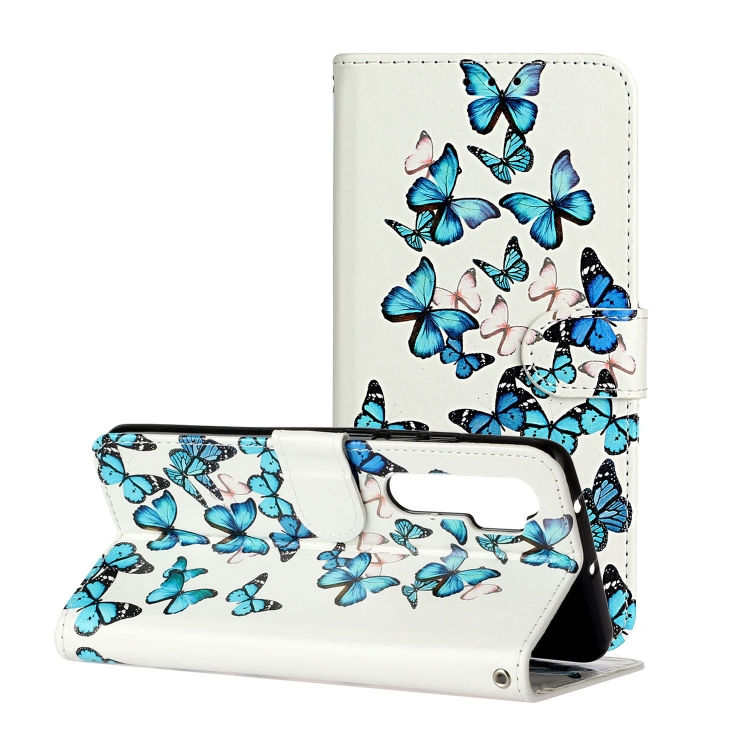 

For Xiaomi Mi Note 10 Lite Colored Drawing Marble Pattern Horizontal Flip PU Leather Case with Holder & Card Slots & Wallet(Blue Butterfly)