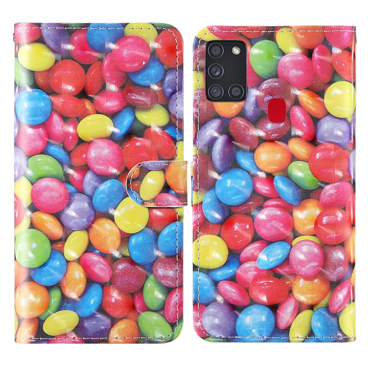 

For Samsung Galaxy A21s 3D Painting Colored Drawing Pattern Horizontal Flip TPU + PU Leather Case with Holder & Card Slots & Wallet & Lanyard(Colored Sugar)