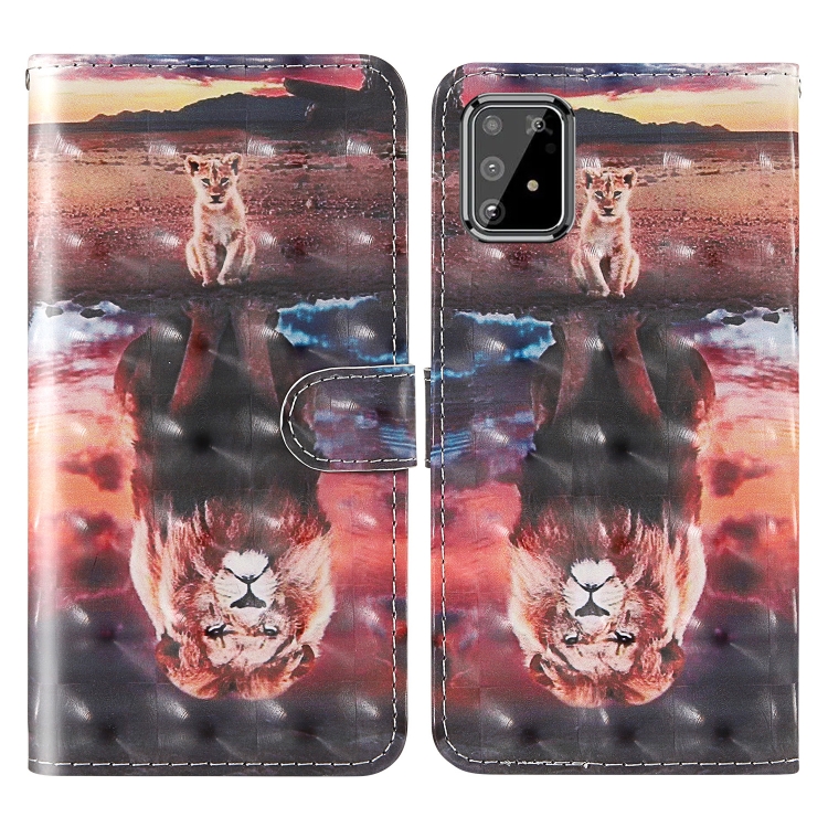 

For Samsung Galaxy A91 3D Painting Colored Drawing Pattern Horizontal Flip TPU + PU Leather Case with Holder & Card Slots & Wallet & Lanyard(Dream Lion)