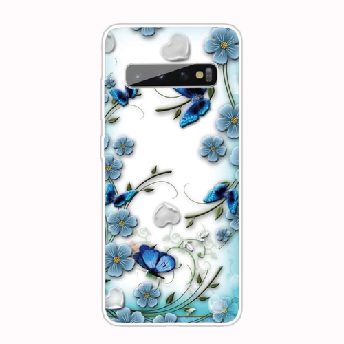 

For Samsung Galaxy S10+ Shockproof Painted Transparent TPU Protective Case(Chrysanthemum Butterfly)