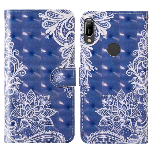 

For Huawei Y6 (2019) / Y6 Pro (2019) / Honor 8 Play 3D Painting Colored Drawing Pattern Horizontal Flip TPU + PU Leather Case with Holder & Card Slots & Wallet & Lanyard(White Lace)