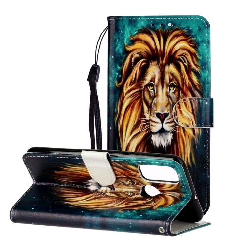 

For Huawei P Smart 2020 Oil Embossed Coloured Drawing Pattern Horizontal Flip PU Leather Case with Holder & Card Slots & Wallet(Lion)