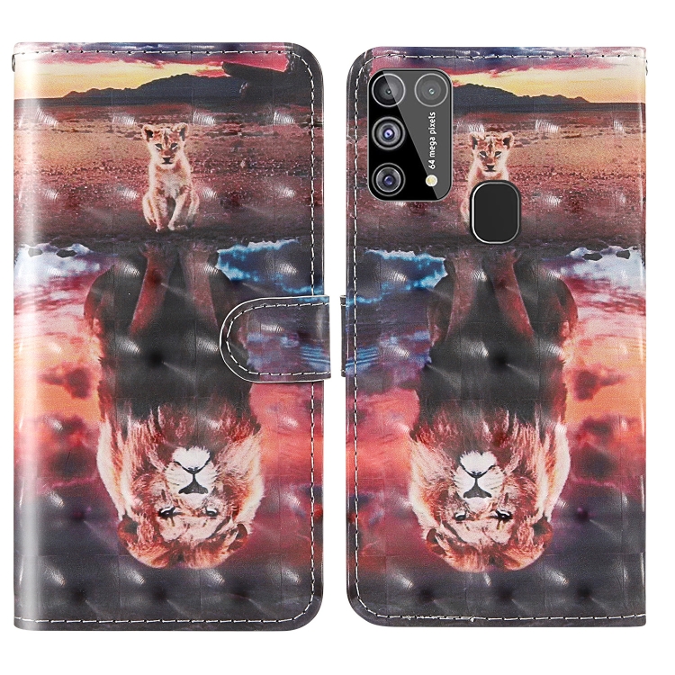 

For Samsung Galaxy M31 3D Painting Colored Drawing Pattern Horizontal Flip TPU + PU Leather Case with Holder & Card Slots & Wallet & Lanyard(Dream Lion)