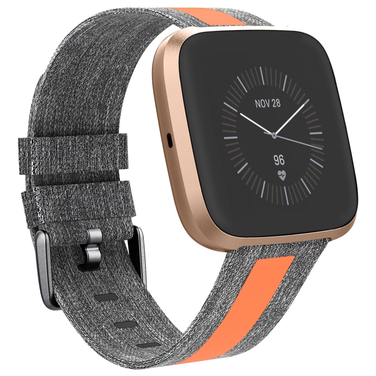 

For Fitbit Versa Reflective Canvas Strap(Gray + Orange)