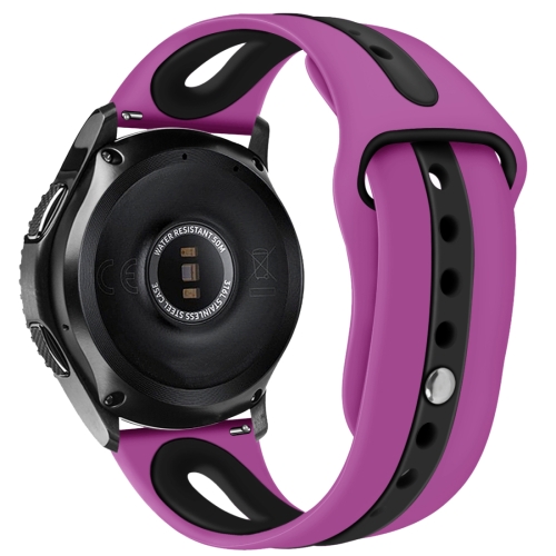 

For Samsung Galaxy watch 46mm Two-tone Silicone Open Strap, Style: Type B(Purple Black)