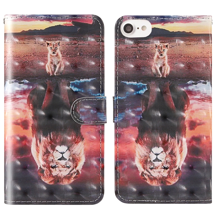 

For iPhone 7 / 8 3D Painting Colored Drawing Pattern Horizontal Flip TPU + PU Leather Case with Holder & Card Slots & Wallet & Lanyard(Dream Lion)