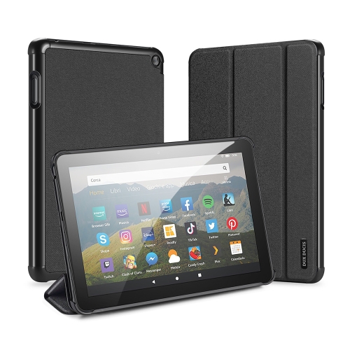 

For Amazon Fire HD 8 (2020) / Fire HD 8 Plus (2020) DUX DUCIS Domo Series Horizontal Flip Magnetic PU Leather Case with Three-folding Holder & & Wake-up / Sleep Function(Black)