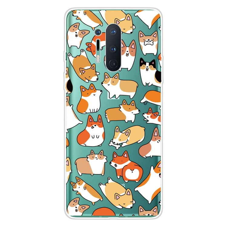 

For OnePlus 8 Pro Shockproof Painted Transparent TPU Protective Case(Corgi)