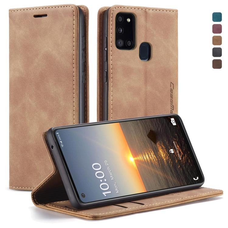 

For Samsung Galaxy A21S CaseMe-013 Multifunctional Retro Frosted Horizontal Flip Leather Case with Card Slot & Holder & Wallet(Brown)