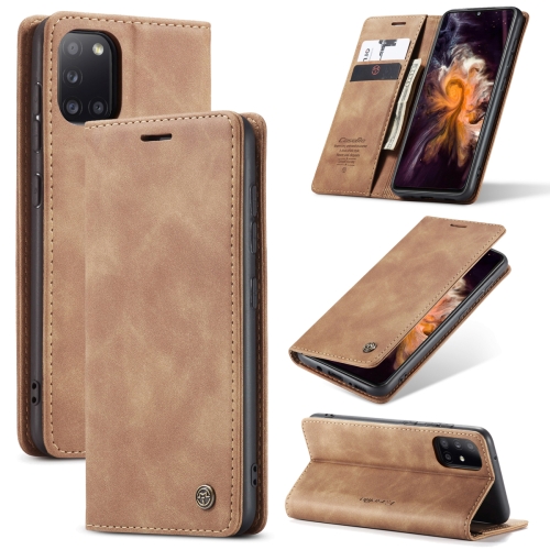 

For Samsung Galaxy A31 CaseMe-013 Multifunctional Retro Frosted Horizontal Flip Leather Case with Card Slot & Holder & Wallet(Brown)