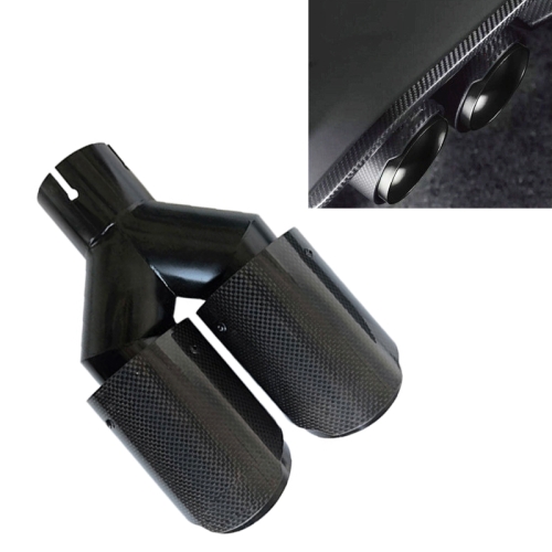 

Car Glossy Equal Length Type Y-type Double Outlets Carbon Fiber Exhaust Pipe Tail Throat, Air Inlet Diameter:54mm