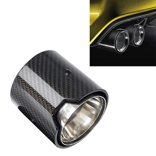 

Car Modified MP Exhaust Pipe Glossy 90mm Carbon Fiber Short Tail Throat for BMW 3 Series, Air Inlet Diameter:63mm