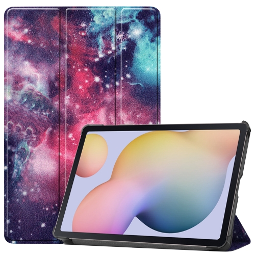 

For Samsung Galaxy Tab S7 T870 Colored Drawing Pattern Horizontal Flip Leather Case with Three-folding Holder & Sleep / Wake-up Function(Milky Way Nebula)