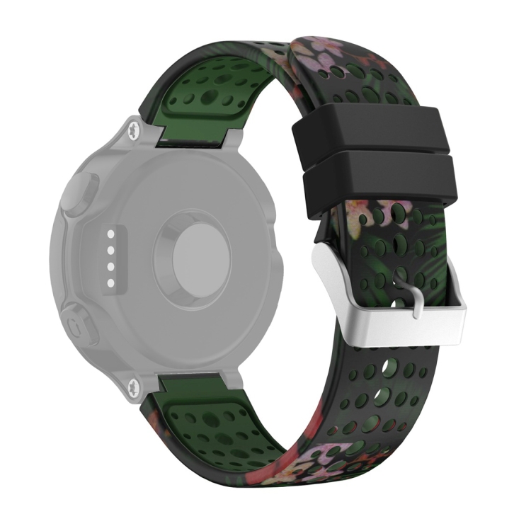 

For Gaemin Forerunner 220 / 230 / 235 / 735XT / S20 Printing Silicone Replacement Wrist Strap Watchband(Army Green Bamboo Leaves)